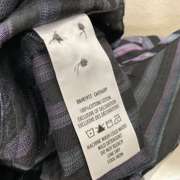 Robert Graham Flip Cuff strip Shirt Men's Large Paisley Long Sleeve Black Purple - Picture 7 of 16